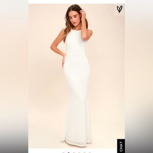 Lulus White Lace Gown